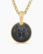 Petrvs® Wolf Amulet in 18K Yellow Gold with Black Onyx, 21mm
